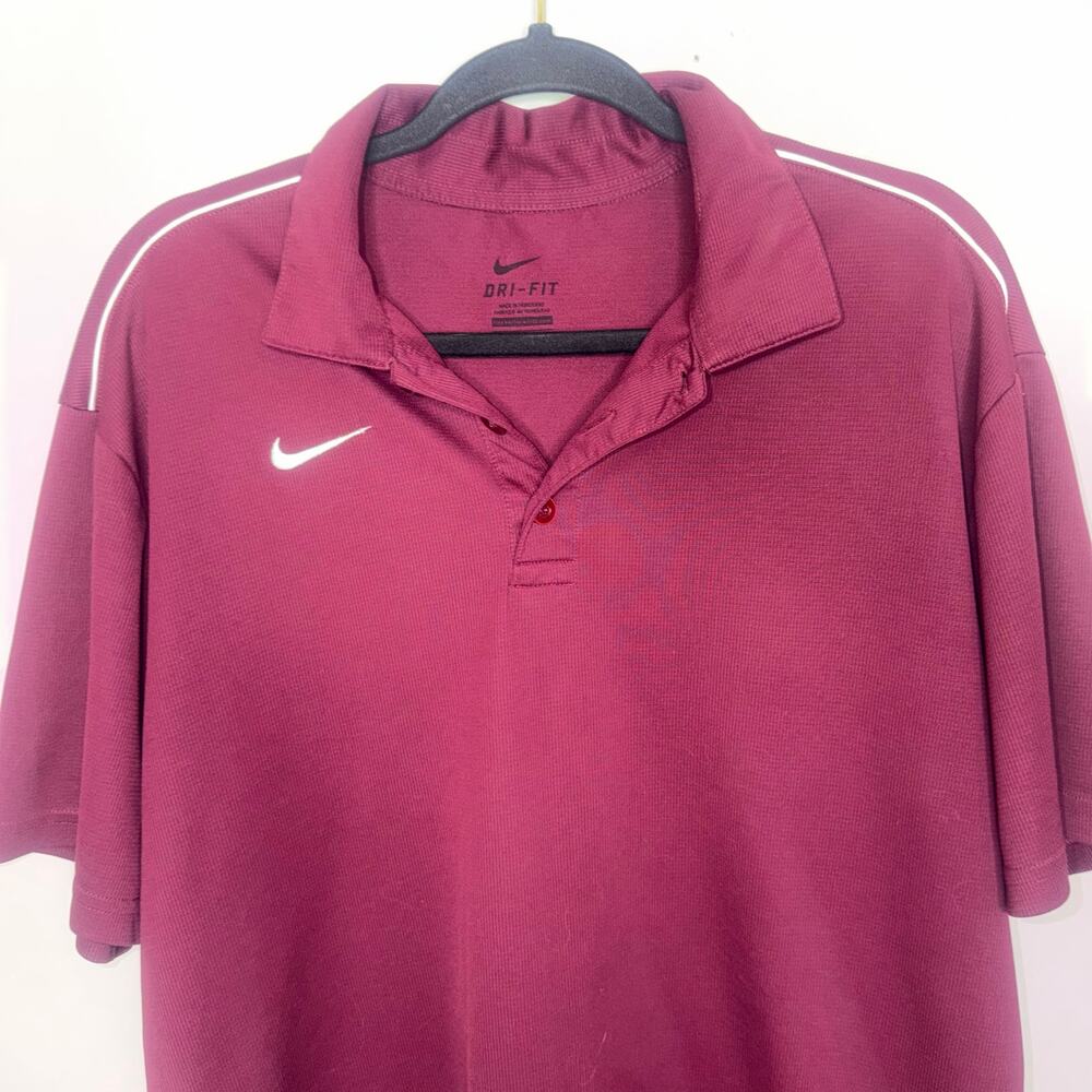 NIke Dri-Fit Mens Size Large Maroon Short Sleeve Casual Business Golf Polo Shirt